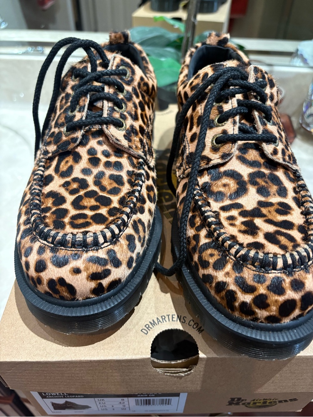 Dr. Martens Archive Leopard Hair-On Oxfords in Brown and Black